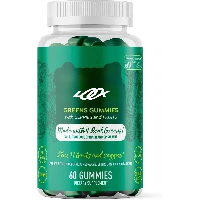 

Pure vegan super green gummy supplement -60 pills - nutrient rich gummy vitamins - supports overall health