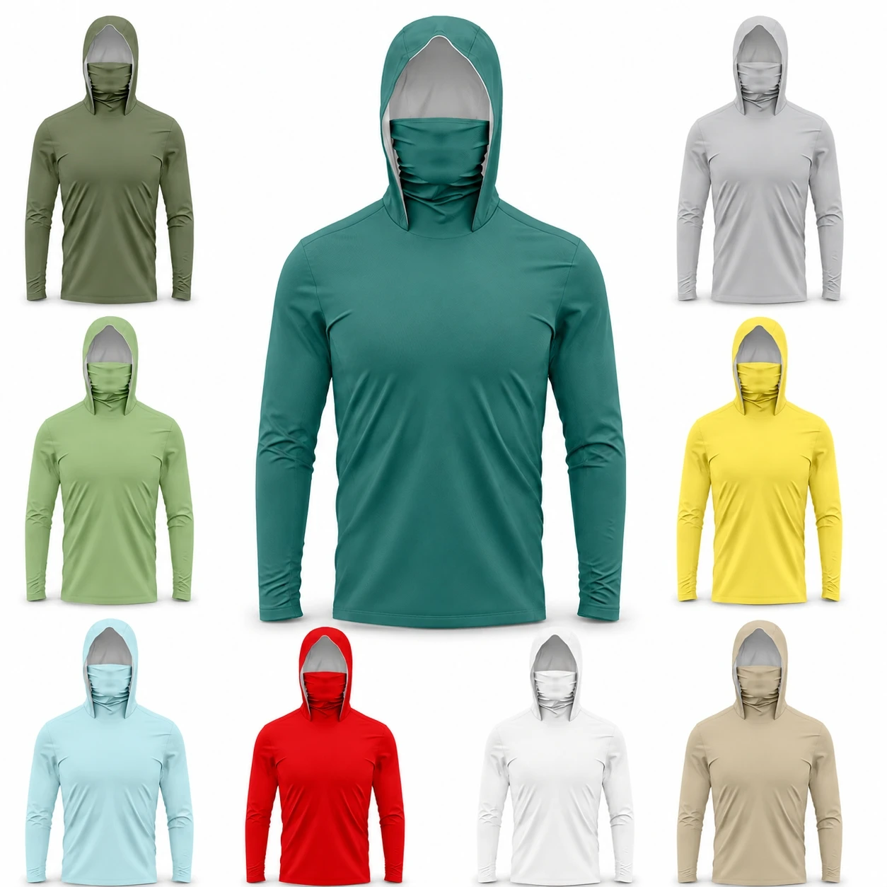 MALFC Men's Long Sleeve Hooded Fishing Shirt UV Protection Apparel - Breathable Fishing T-Shirt for Angling Adventures