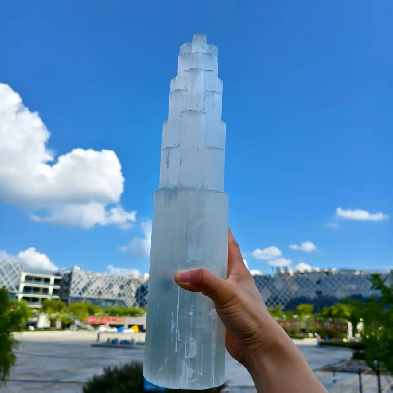 كبير! برج مسلة الجبس المغربي الطبيعي، عصا كريستال كوارتز، برج الجبس، المعدنية، الريكي، برج الشفاء #3