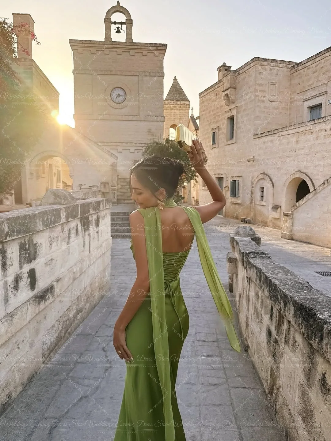 Ranmo Modern Square Collar Satin Mermaid Prom Dresses High Quality Backless Sleeveless Formal فساتين سهرة Customized