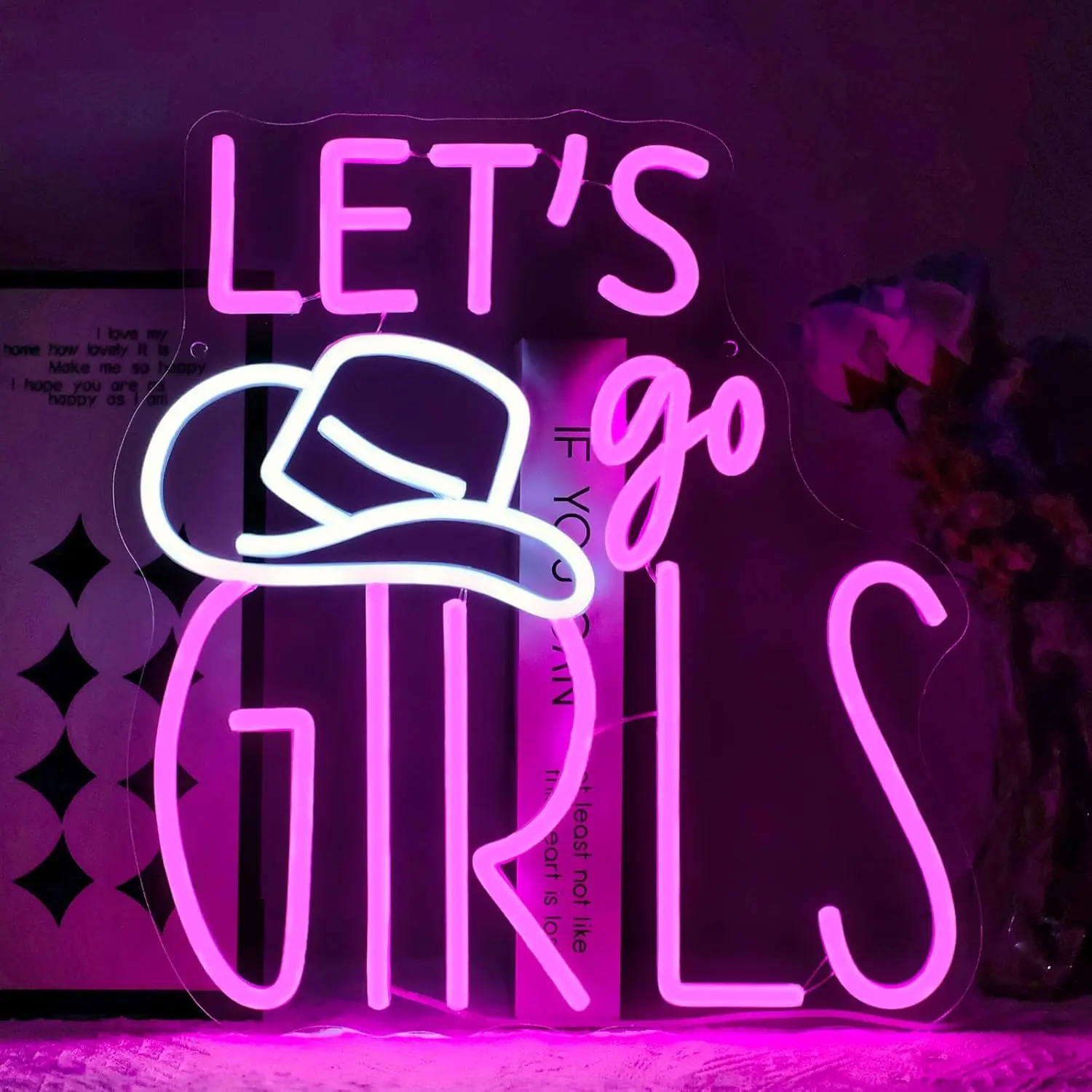 

Neon Wall Sign Dimmable Let's Go Girls Neon Lights for Bistro Bedroom Game Room Decor Aesthetics Draw Birthday Gifts for Girls