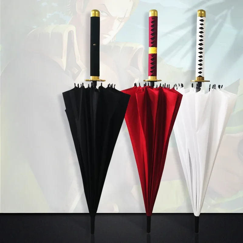 Kurosaki Ichigo Katana Umbrella Long UV Blocking Black Parasol Anime Bleach Aizen Sousuke Samurai Sword Katana Umbrella Parasol