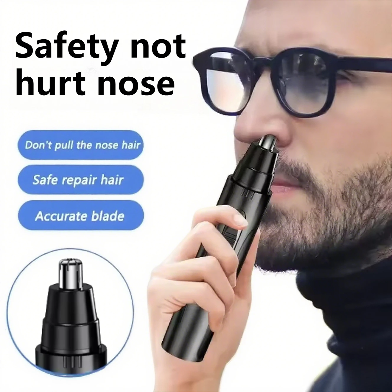 

Мощный электрический триммер для волос в носу для мужчин и женщин — двигатель с высоким крутящим моментом и низким уровнем шума, идеально подходит для удаления волос в носу и ушах
