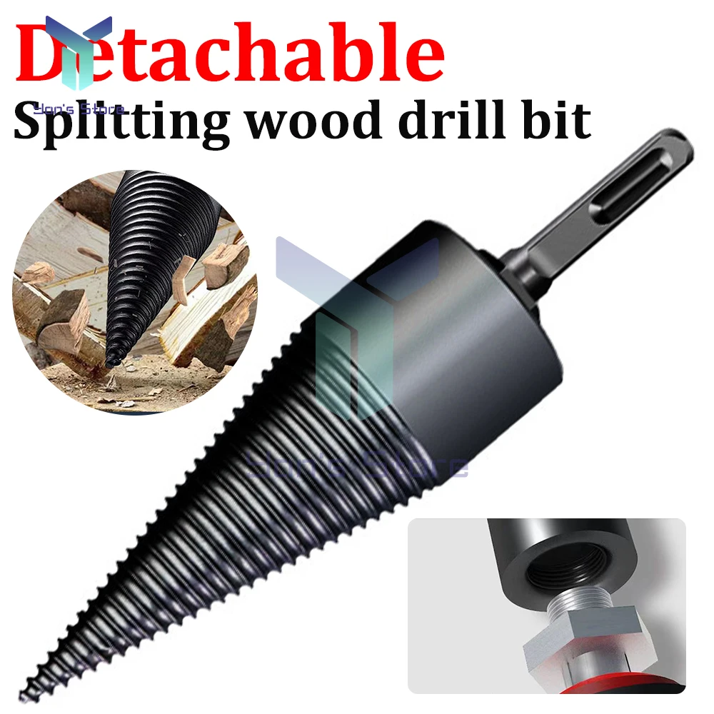 6 in 1 32/42mm Firewood Splitting Drill Bit Wood Splitter Screw Cones Bit Square Round Hexagonal For Hammer Drill