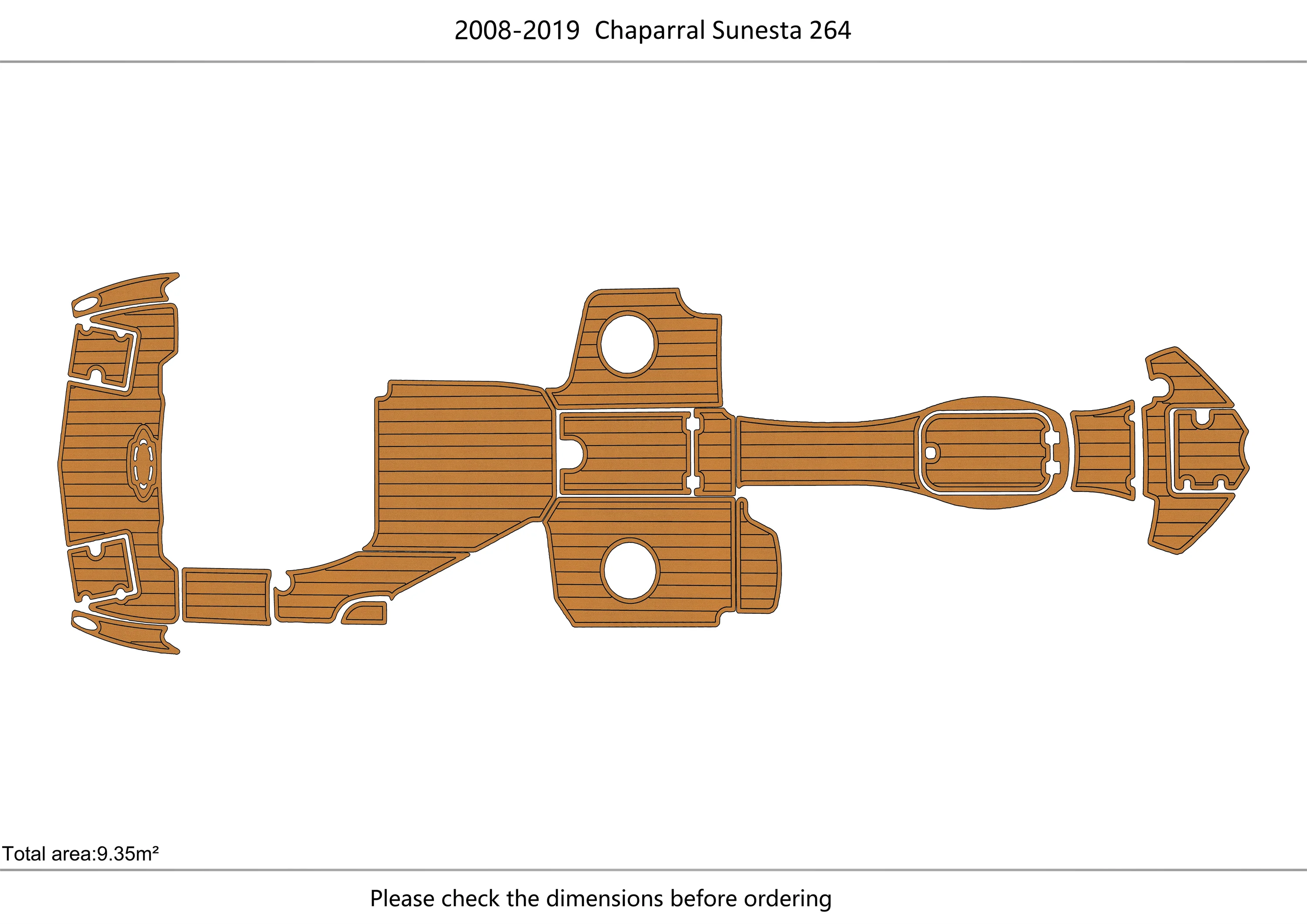 Eva foam Fuax teak seadek marine floor For 2011-2018 Chaparral 264 Sunesta Cockpit Swim platform bow 1/4