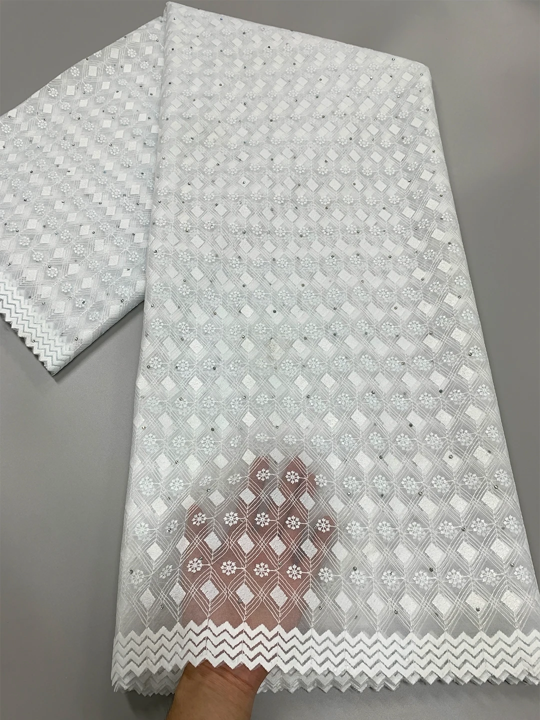 

Pure White African Milk Silk Tulle Lace Fabric 2023 High Quality Nigerian Mesh Stones Lace Fabric French For Women Prom Dresses