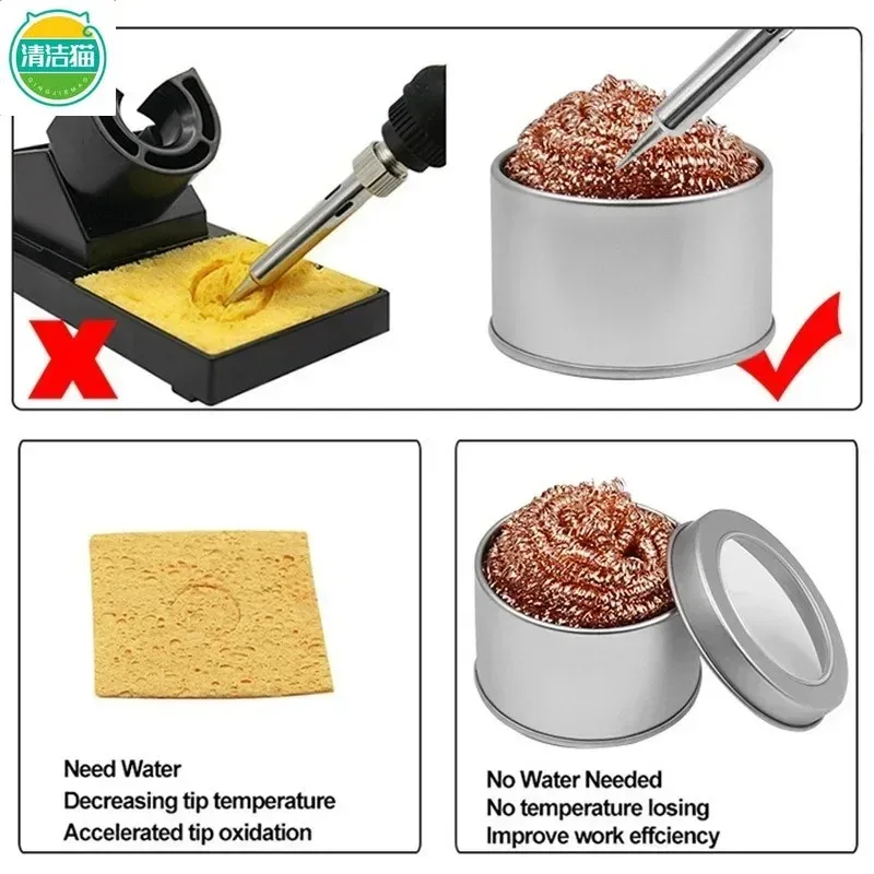 Brass Solder Tip Cleaner Sponges Balls Copper Wire Scrubbers for Soldering Iron Tips Easy Oxide Removal No Water Needed