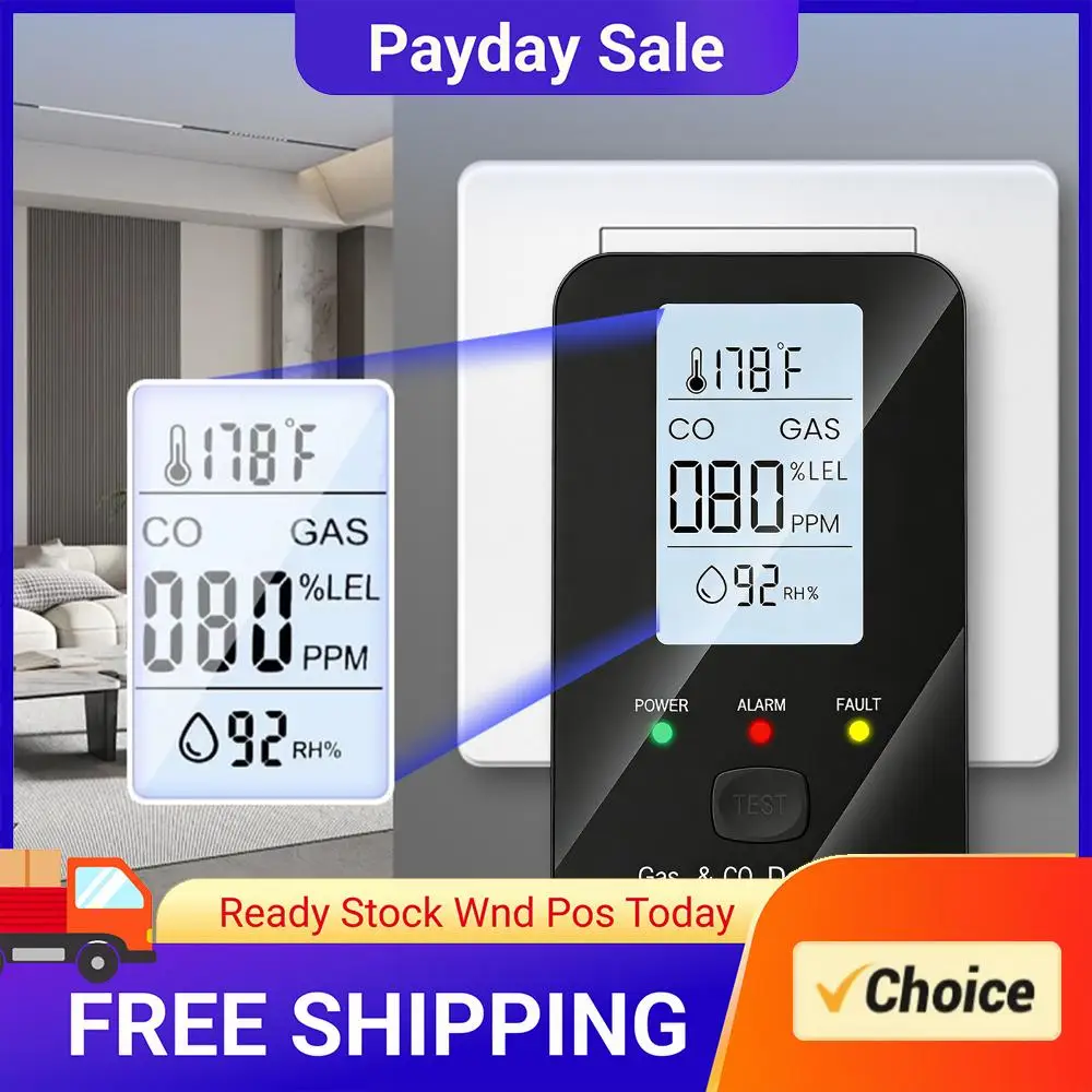

4-in-1 Gas & Carbon Monoxide Detector Plug in with LED Color Display UL CE Certified for Home Kitchen Hotels RV Apartment Travel