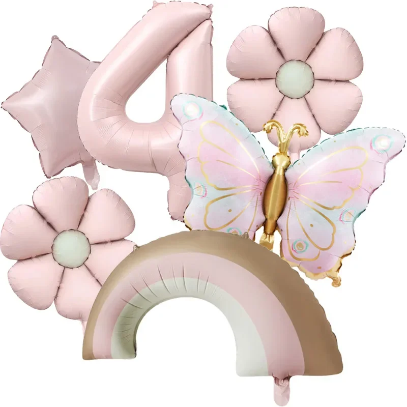 6 Stück Pastellrosa Schmetterling Aluminiumfolienballon für Mädchen Geburtstag Schmetterling Thema Hochzeit Party Dekoration Lieferungen – Detail 6