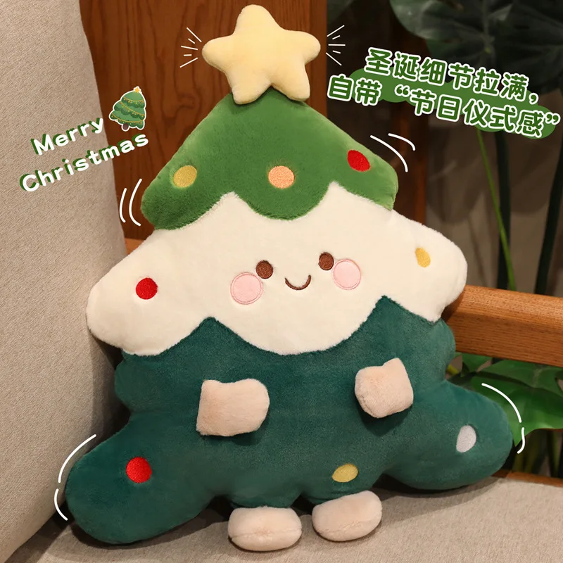 

2025 New Christmas Tree Plush Pillow Cute Stuffed Cushion Soft Hugging Doll Holiday Gift Home Decoration