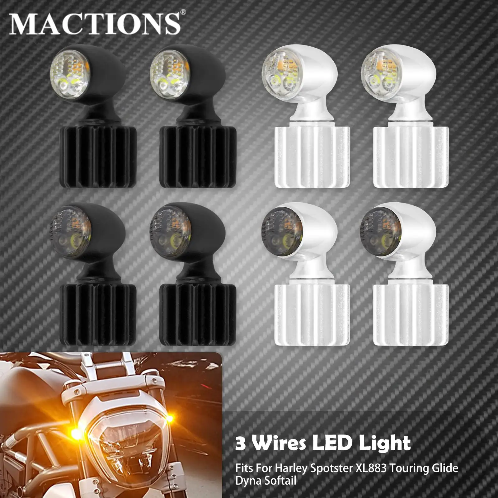 

Motorcycle 2PCS LED Mini Lamp Turn Signal Amber Light 12V Running Lights For Harley Sportster XL Touring Dyna Softail Road King