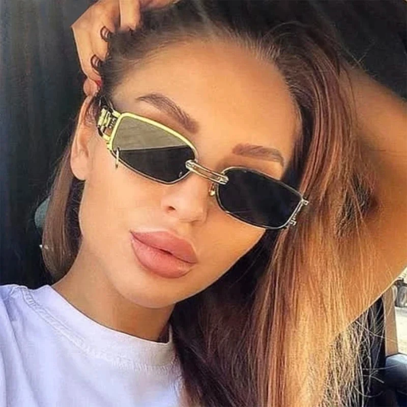 

Fashion Punk Square Sunglasses Women Luxury Brand Small Frame Sun Glasses Female Rectangle Metal Mirror Oculos De Sol Feminino