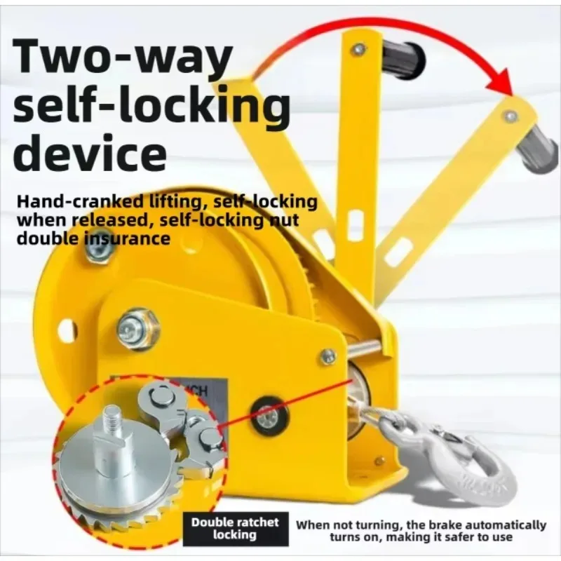 Hand Winch Bidirectional Self Locking Manual Hoist Small Home Puller Lifting Crane Tugger Winch Capstan