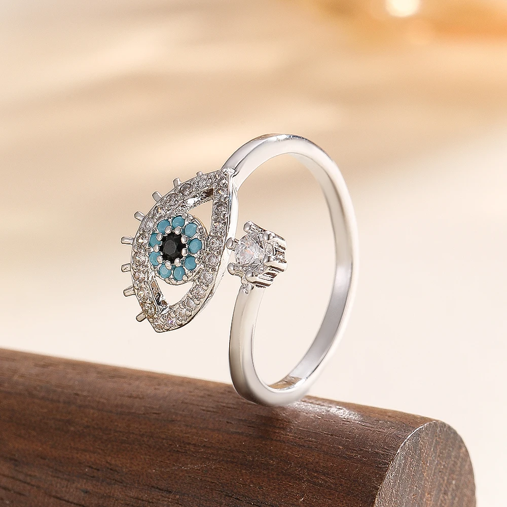 1PCS Fashion High Quality Micro Inlaid Zircon Lucky Devil's Eye Men's and Women's Ring, Suitable for Daily Wear, Available in Mu