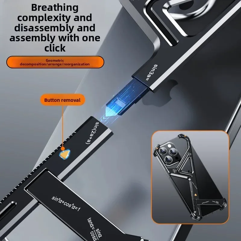 Aluminum alloy geometric special-shaped mobile phone case is suitable for Apple 16promax invisible metal