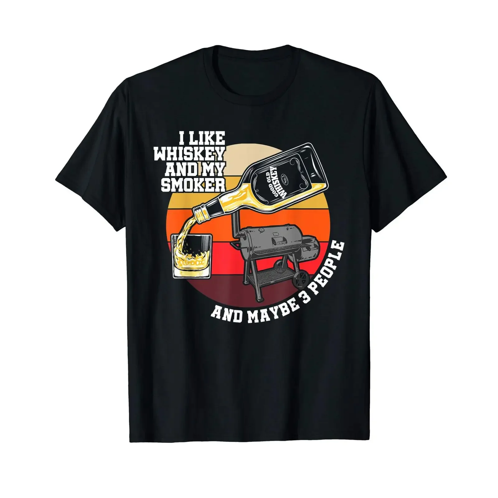 I love whisky my grill and maybe 3 people BBQ T shirt vintage Washed graphic Soft streetwear Comfortable fashion