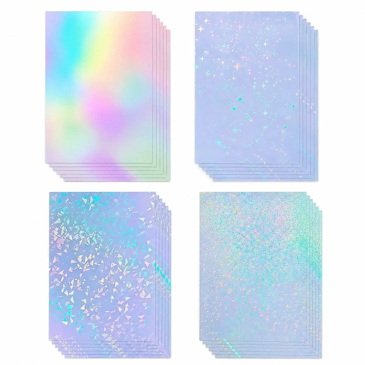 10 Sheets A4 Holographic Cold Laminating Film,Clear Self-Adhesive Vinyl Sticker Waterproof 8.3x11.7in DIY Craft Decoration Film