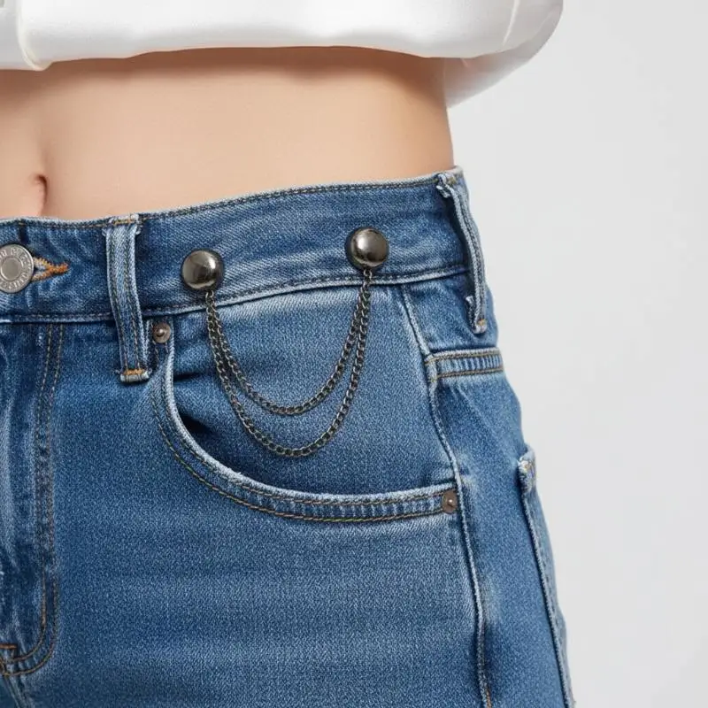 2pcs Magnetic Metal Button Clips with Chain Multi-Function Fixing Pins for Clothes Scarf Cuff Trouser Legs