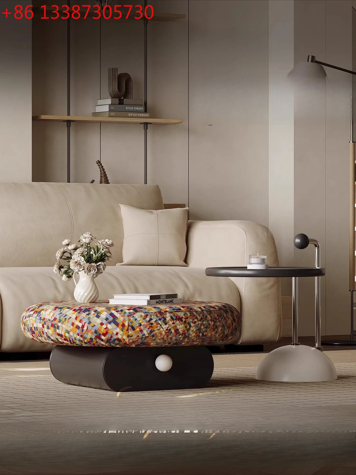 

Italian minimalist rainbow coffee table combination creative round light luxury high-end living room home