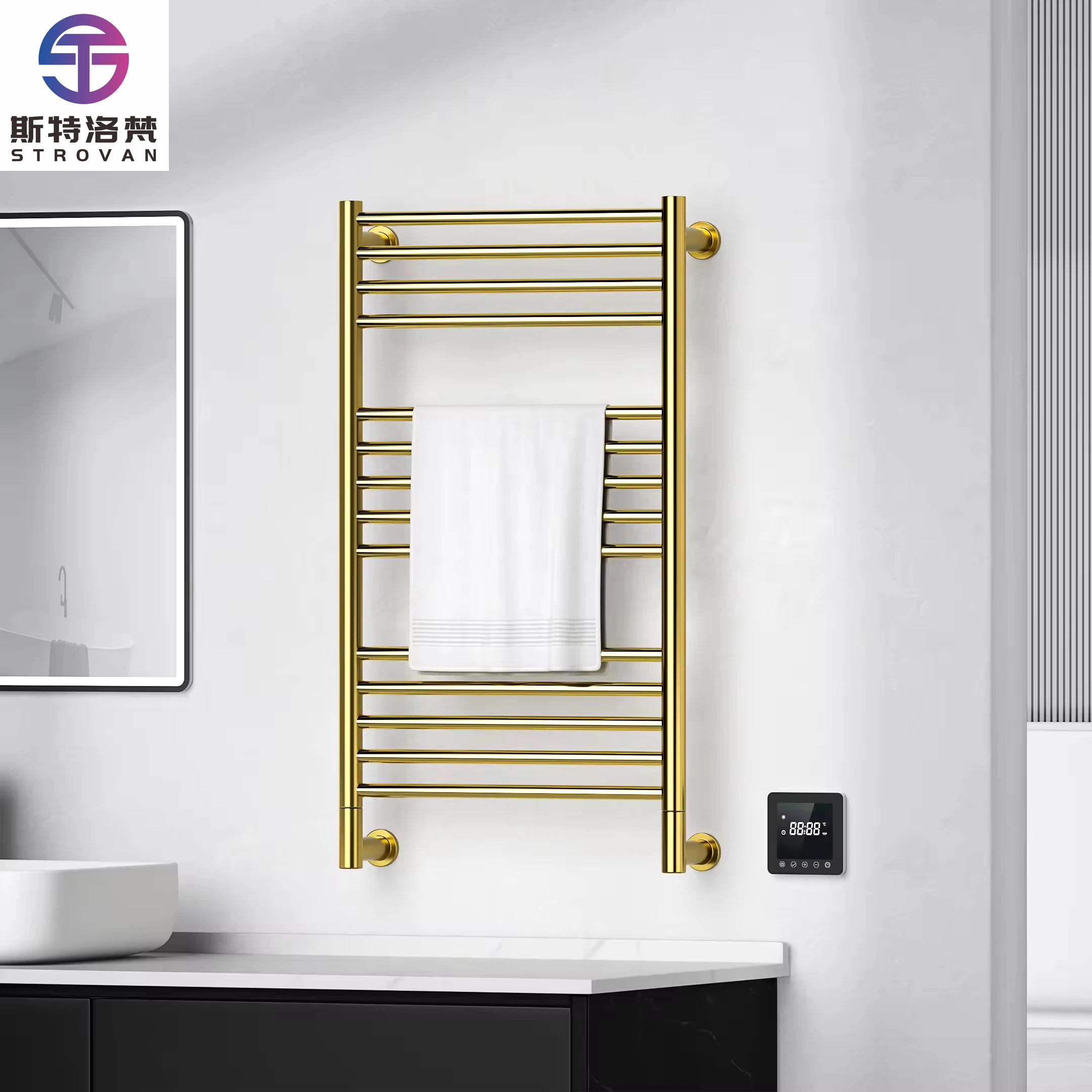 

Electric Wall-Mounted Aluminium Bath Rack Heated Towel Warmer for Home and Hotel Bathroom Use