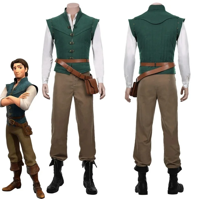 

Flynn Rider Cosplay Costumes Adult Outfit Jacket Shirt Vest Pants Belt Bag Full Set Halloween Comic-Concarnival Party Suit Gifts