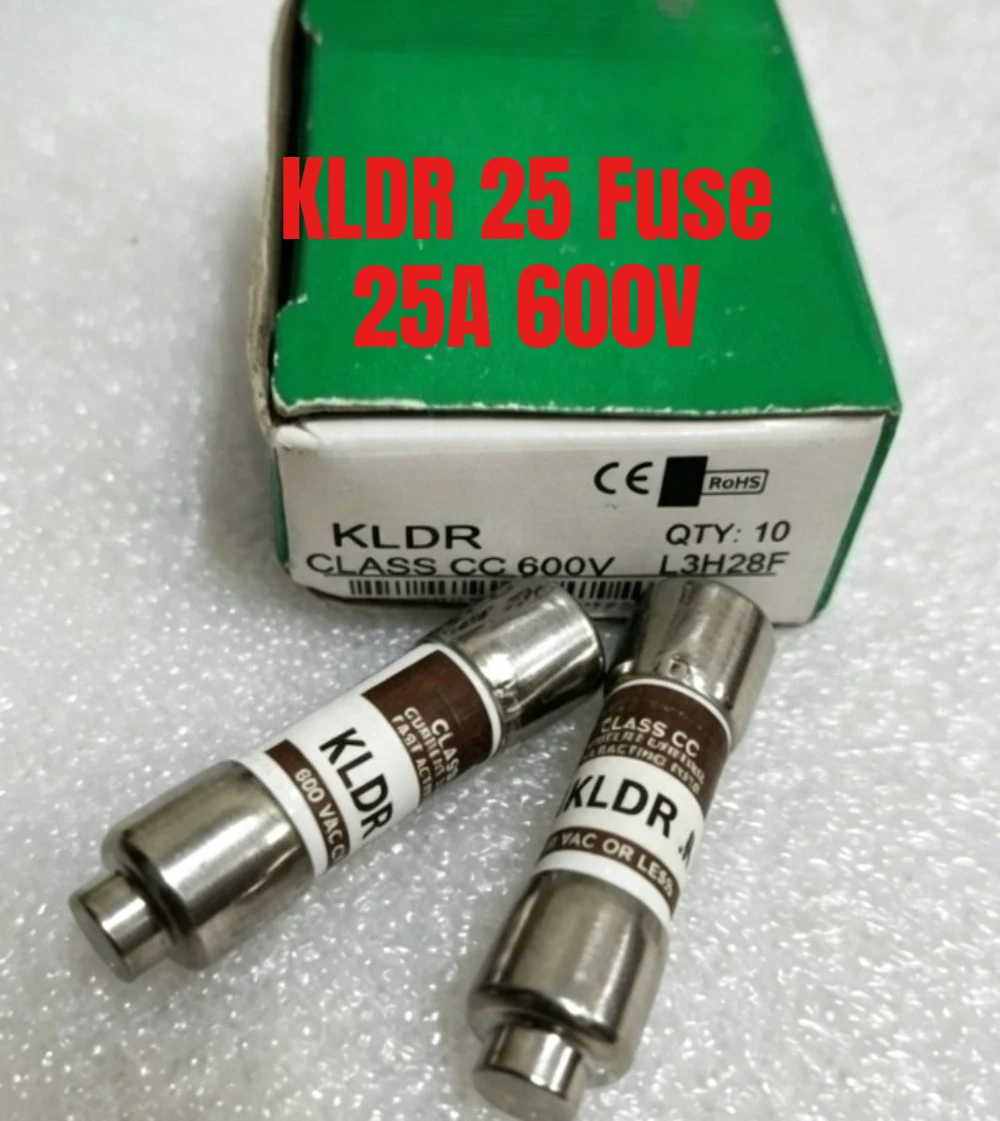 10PCS KLDR 25 Fuse, 25A 600VAC Class CC Midget Time Delay Fuse