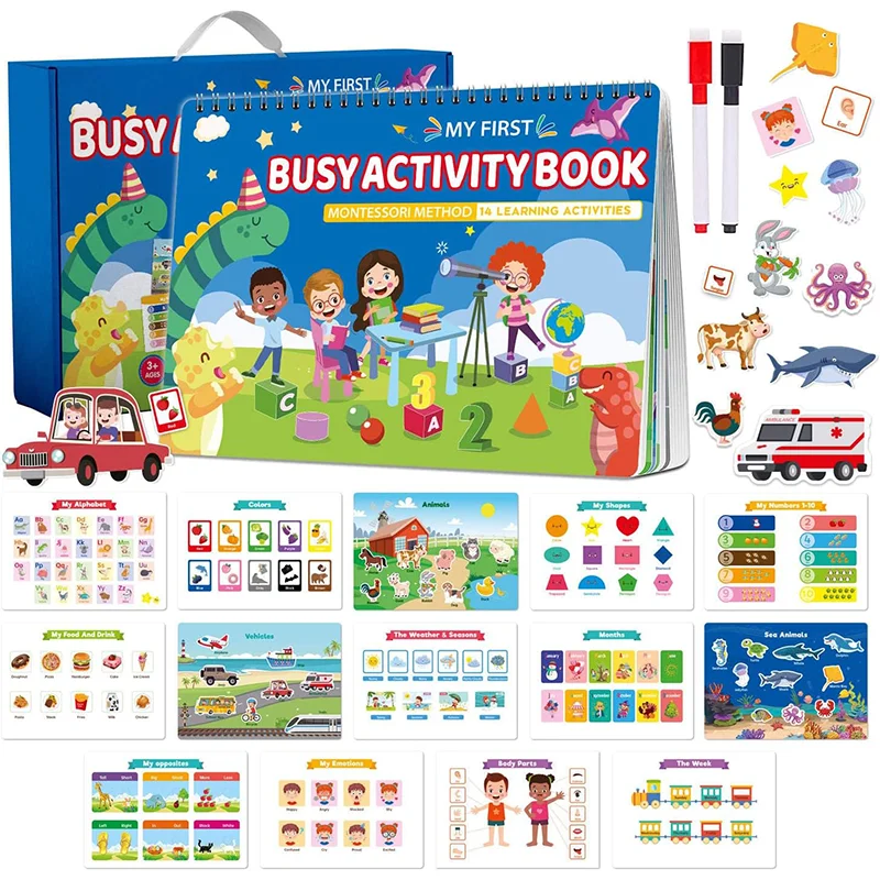 Montessori Busy Book Preschool Learning Activities Busy Book Themes Autism Educational Autism Sensory Travel Toys For Kids