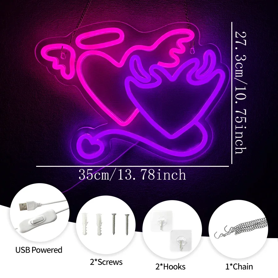 Engel und Teufel Animation für Schlafzimmer Neon Mann Schild Led Icon Wandleuchte Liebe verwendet Game Room Bar Club Neuheit Beleuchtung (neu) Lichter