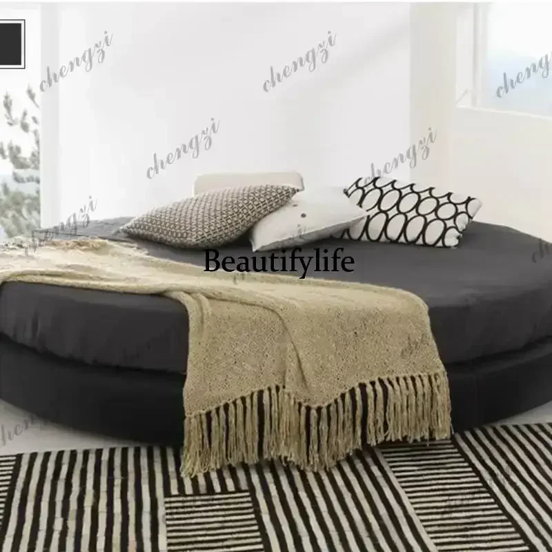Beige Vintage Wooden Double Bed Adults Elegant Japanese Double Bed Modern King Size Adults Wood Camas De Dormitorio FurnitureN13