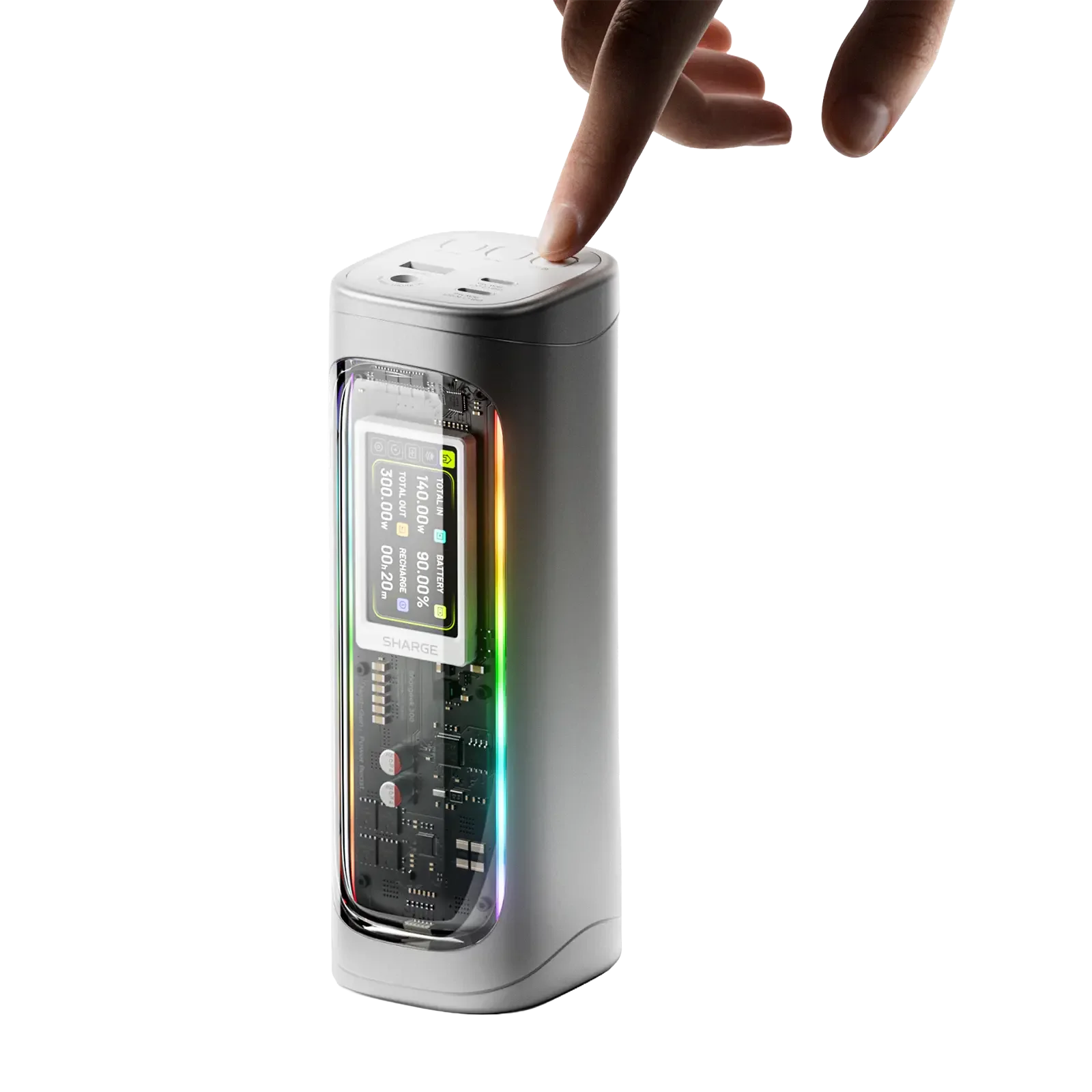 SHARGEEK 300 Power Bank 24000mAh 300W Fast Charging DC Port RGB Light Smart Display Laptop Portable Battery for MacBook iPad