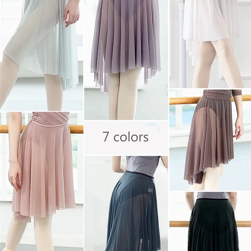 Ballet Skirt Adult Women Middle Mesh Skirt Dance Tulle Skirt Ballet Exercise Clothing Chiffon Skirts Black Stage Costume Women