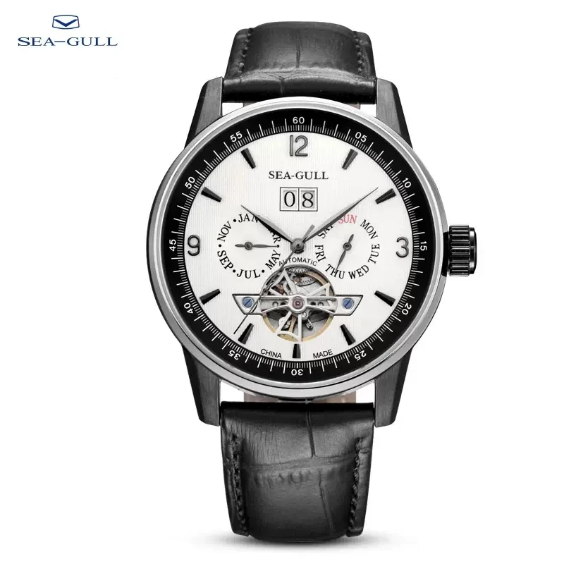 Zeemeeuw Mannen Automatisch Horloge Mode Holle Vliegwiel Mechanische Polshorloge 43Mm 50M Waterdichte Klok Reloj Hombre Wijzerplaat 328/1328