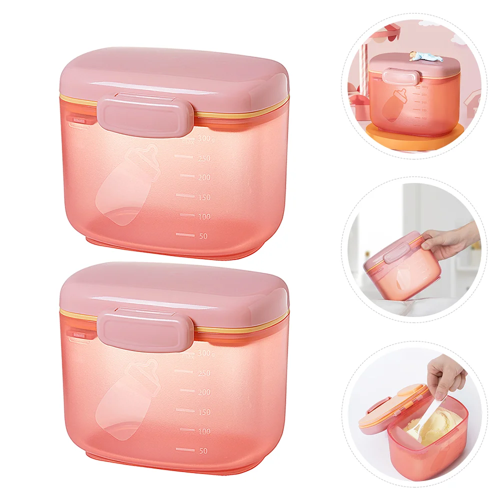 

2 Pcs Milk Powder Box Dispenser Food Formula Holder Silica Gel Portable Baby Container Travel