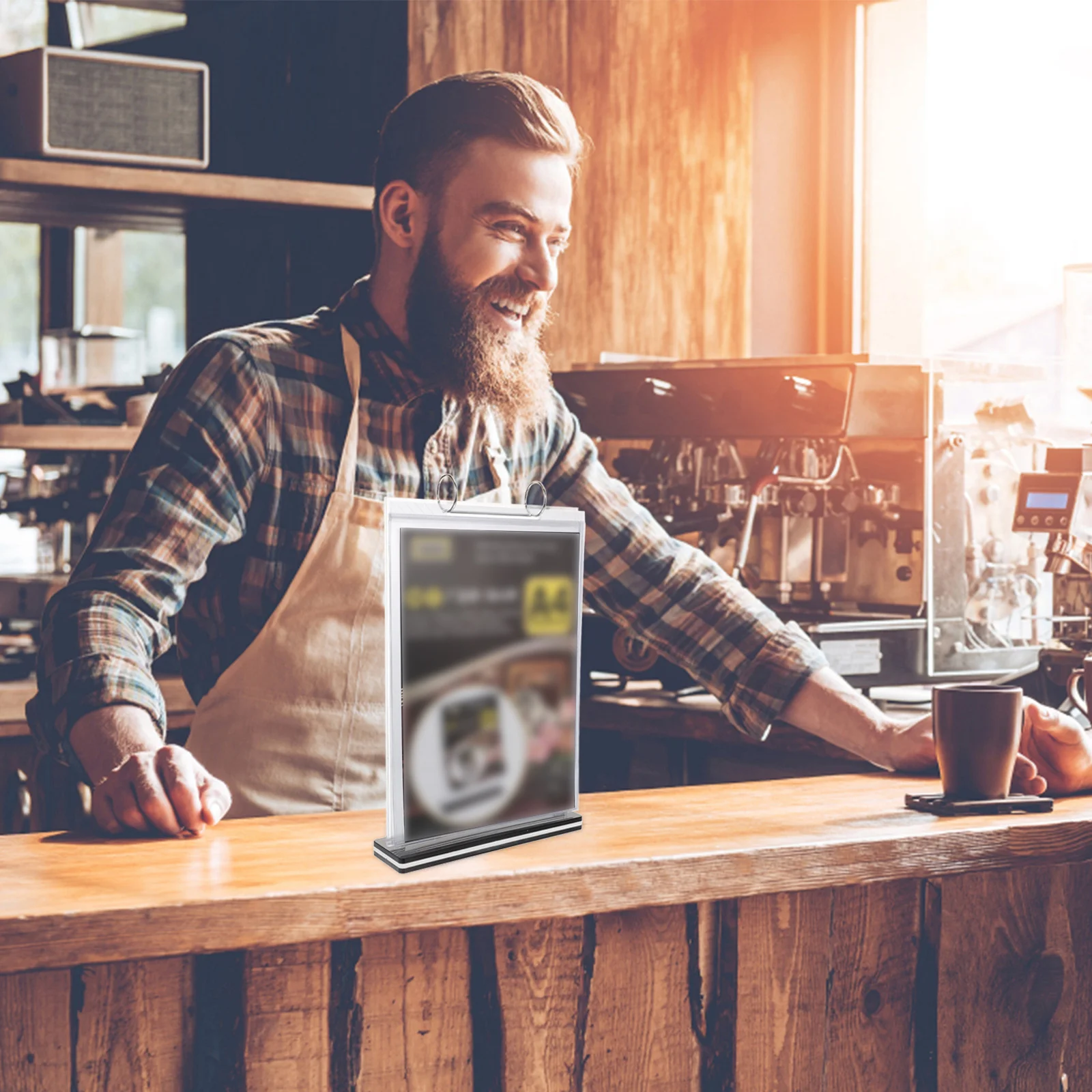 Menu Stand Holder A4 Size Flip Table Sign For Restaurants Cafes Bars Desk Organizer Double Sided Display Rack Portable