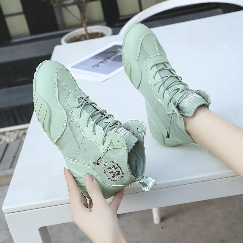 Women\'s Canvas Shoes 2024 New Fashion White High Top Casual Shoes Comfortable Flat bottom Lace Up Ladies Sneakers Tenis De Mujer