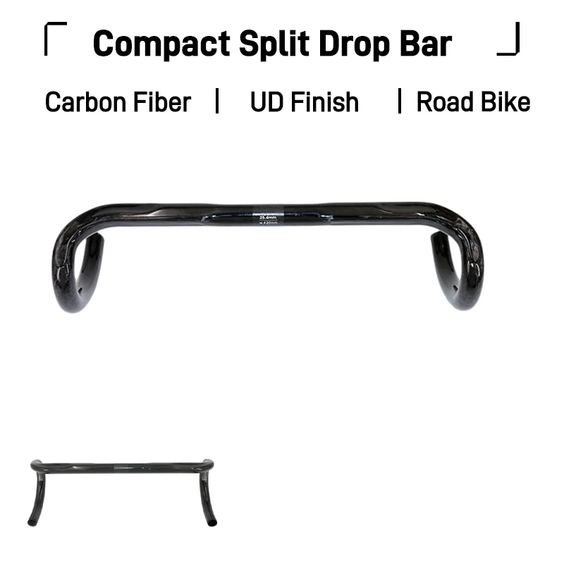 Compact Split Carbon Drop Handlebar Toray T800 UD Weigh 225g Fit 25.4mm 31.8mm Stem Modified For Road And Folding Bikes