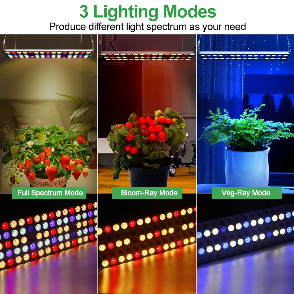 Adjustable Full Spectrum Grow Light With 3Levels Timing Switch LED Plant Growth Light 65W For Indoor Hydroponic Planting Of seed