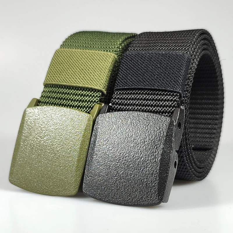 In stock supply of men's non-metallic tactical outdoor nylon waist belt student sports training buckle PP Canvas belt