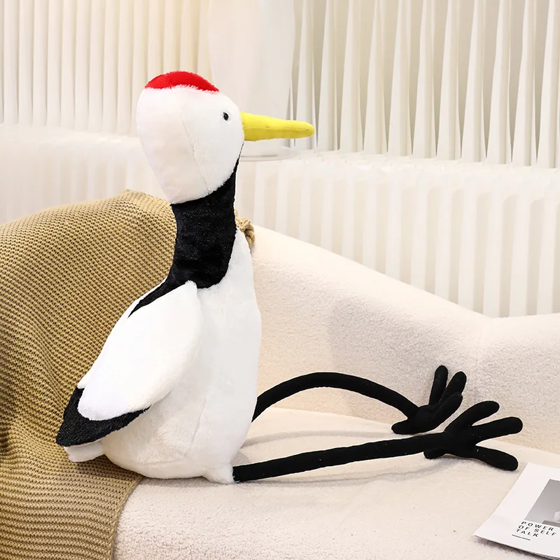 New Long Leg Red-crowned Crane Plush Toy Cute Stuffed Animals Big Size Birds Plush Doll for Kids Girls Funny Presents Home Decor