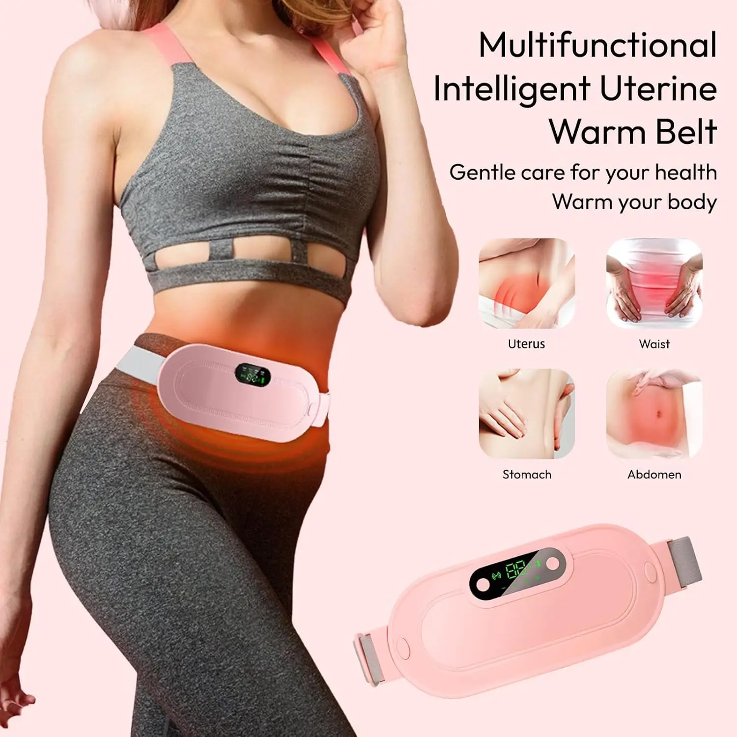 

Heating pad for menstrual cramps, three-speed adjustment, portable cordless rechargeable heating pad for menstrual pain relief,