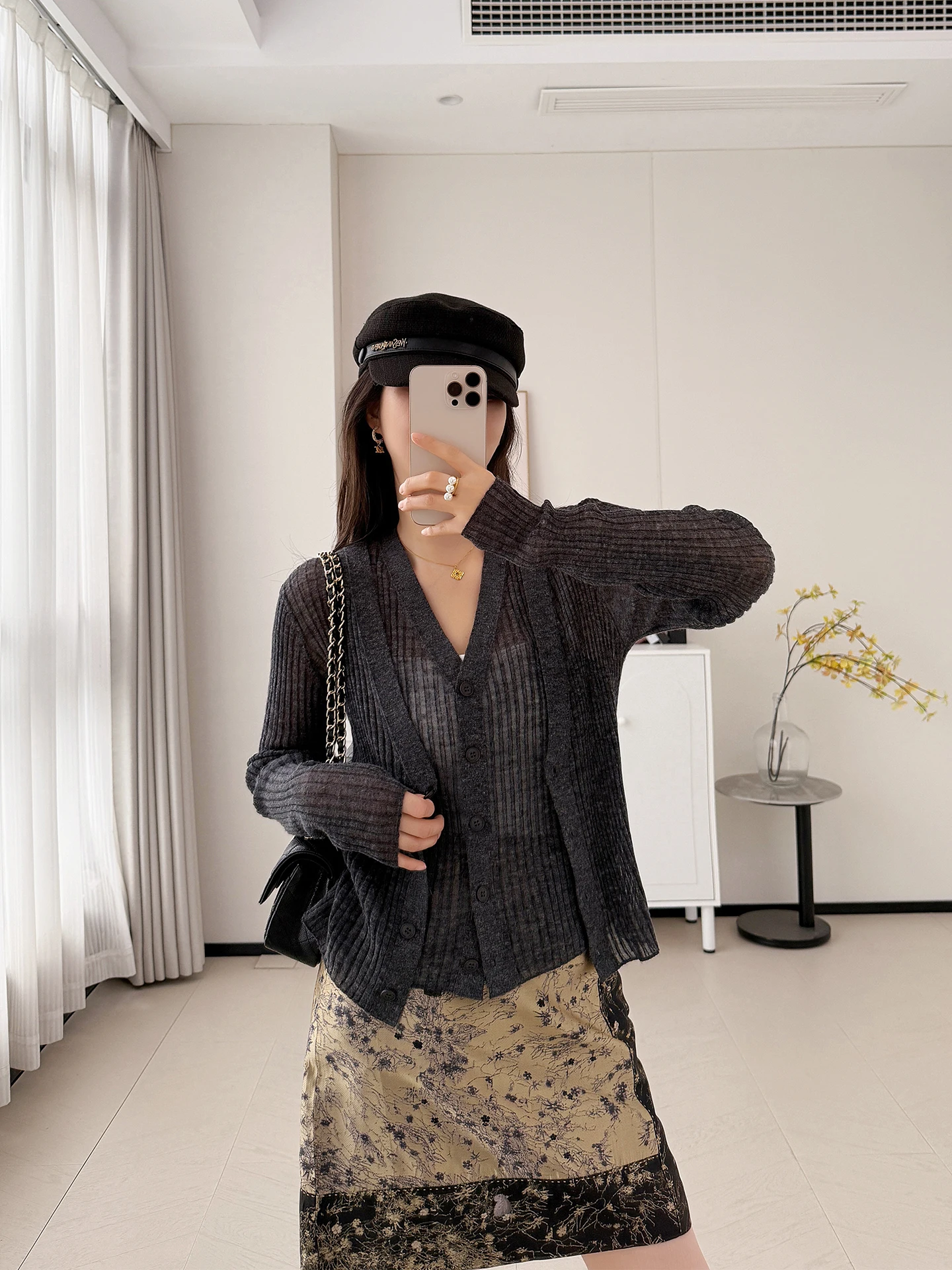 

00% Wool Long Sve V-Ne Knitted Cardigan Lightweight Slim Fit Elastic Base Layer Sweater Women's Casual Sle Two-Piece Set