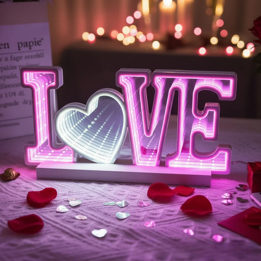 

Светодиодная 3D-зеркальная вывеска Love - USB-светильник с декором переключателя на День святого Валентина, свадьбу, предложение, юбилей, спальня, гостиная