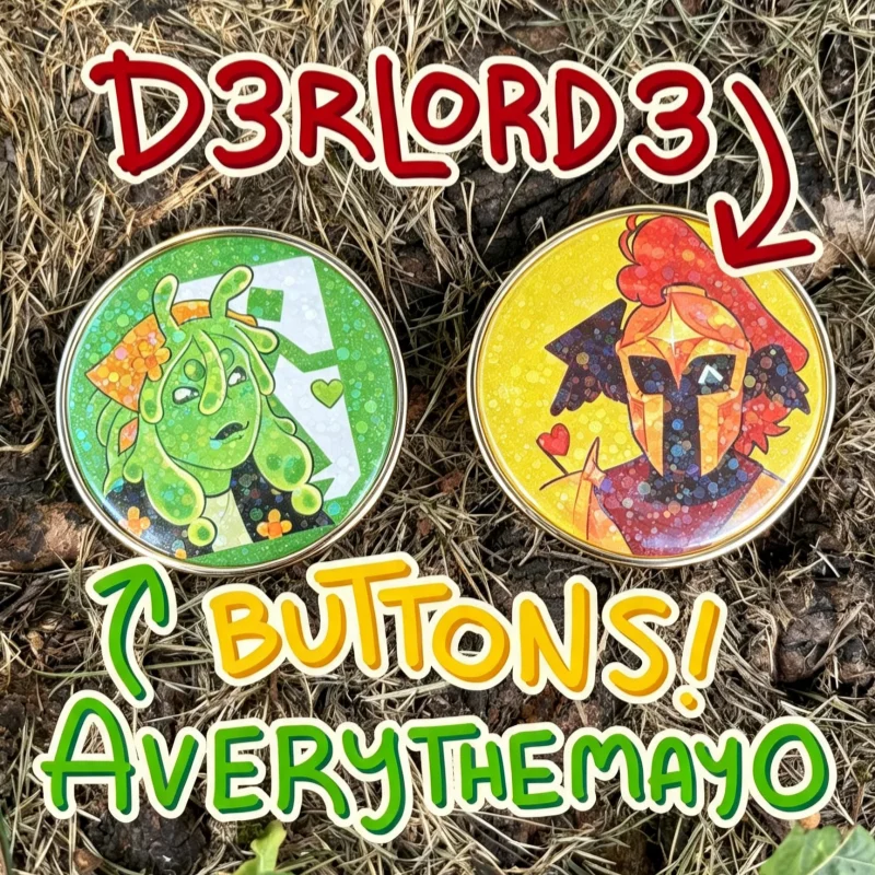 DD3rlord3 & Avery Themayo Button Badges Set, Handmade Character Tinplate Brooch Pins, Backpack Decor,Ideal Fan Collectible Gifts