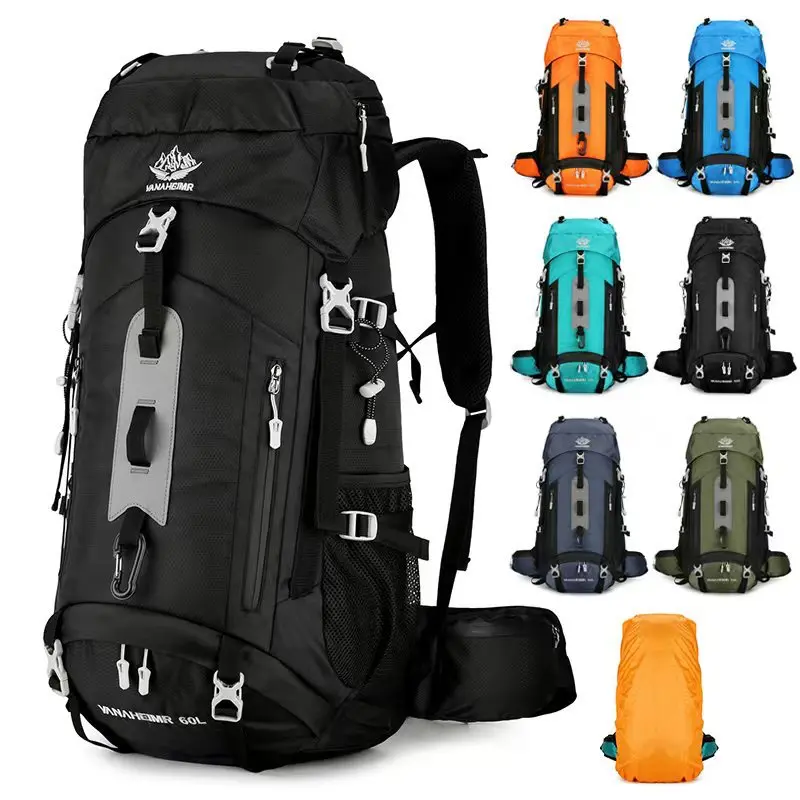 60L Large-Capacity Outdoor Mountaineering Backpack,Anti Splashing Water Wear-Resistant Camping Hiking And Cross-Country Backpack