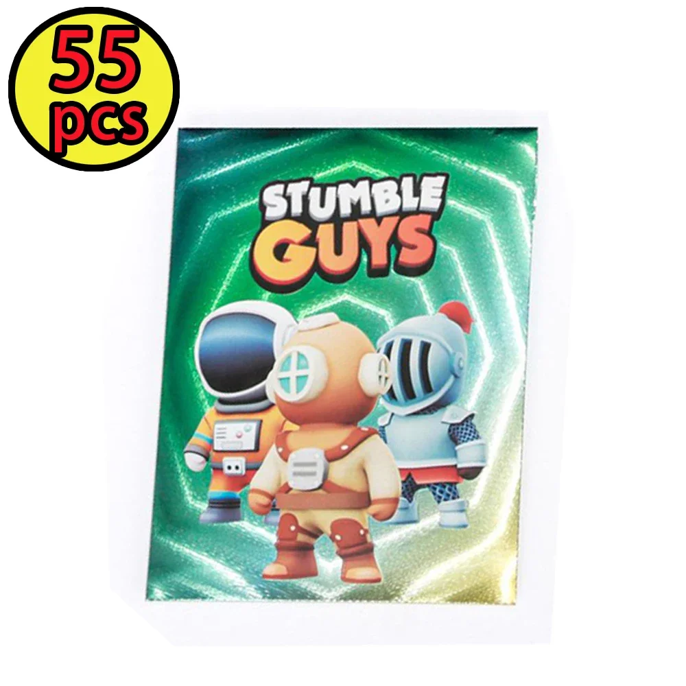 4style 55Pcs/Set Stumble Guys Cards Anime Board Game Gold Silver Foil Shiny Collection Flash Trading Card Birthday Xmas Kid Gift