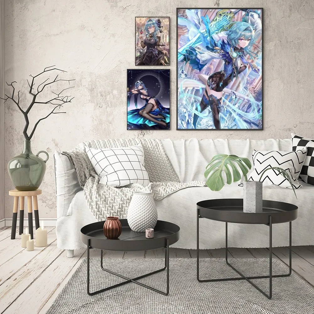 1pc Eula Lawrence Genshin Impact Anime girl Poster Good Quality Prints Vintage Room Home Cafe Decor Aesthetic Art Wall Painting