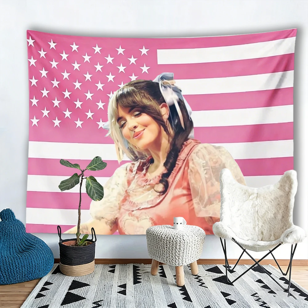 M-Melanie M-Martinez Flag Tapestry Wall Decor Pink Star Poster Hanging Blanket Home Bedroom Living Room Decoration