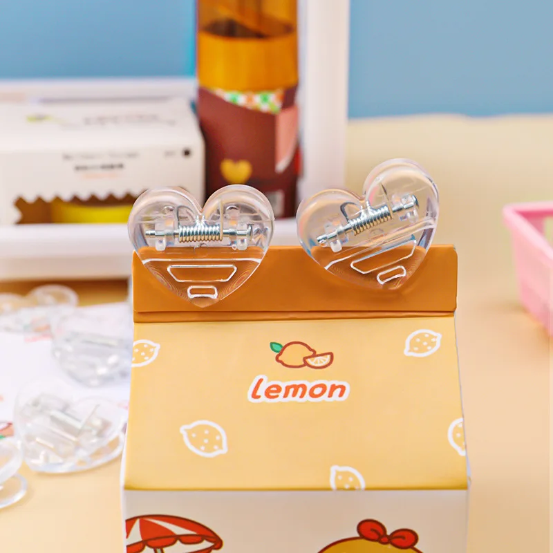 5 Pcs/pack Cute Transparent Love Clip Mini Paper Clips Kawaii Stationery Clear Binder Clips Photos Tickets Notes Letter