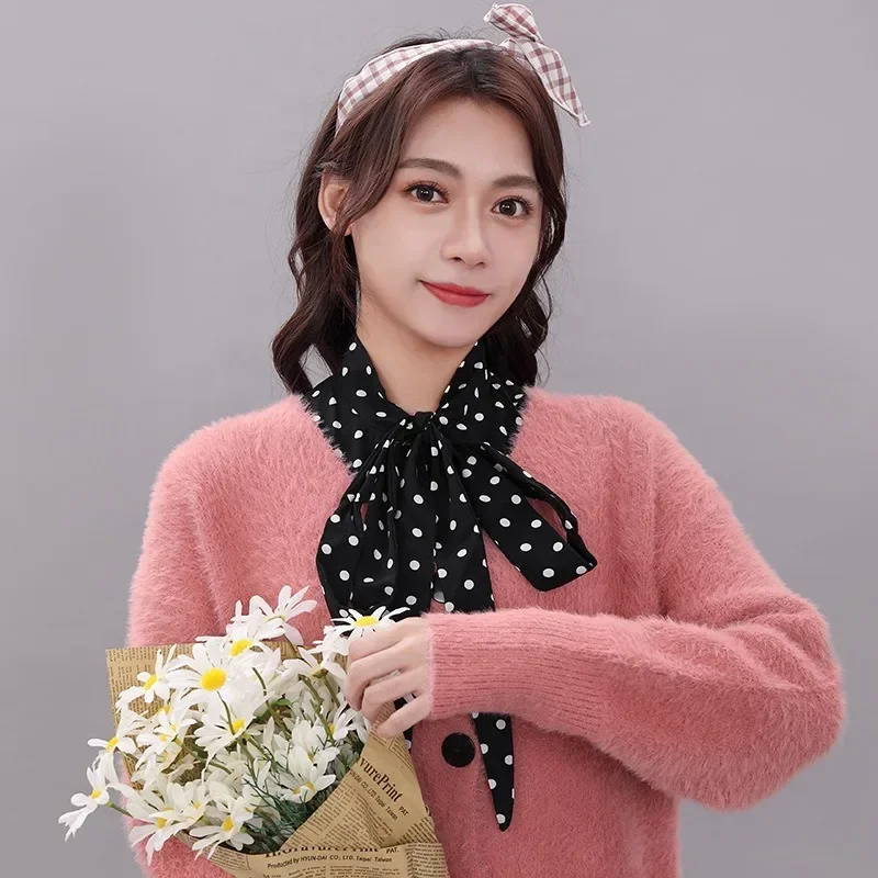 폴카 도트 페이크 칼라 셔츠 여성 하프 셔츠 숄 탈부착 가능한 칼라 리본 가짜 칼라 라펠 블라우스 여성용 페이크 칼라