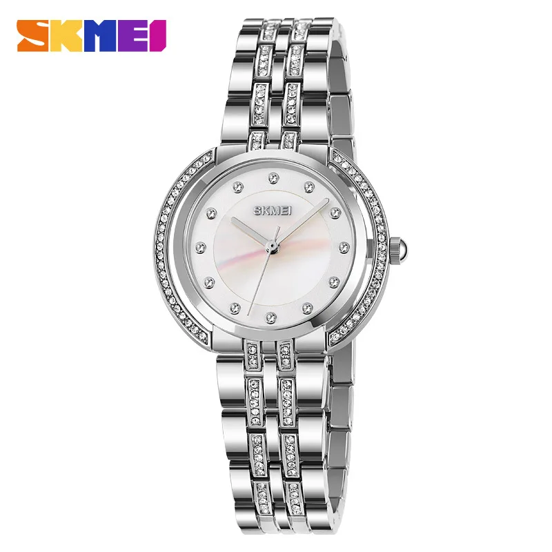 Womens Bracelet Quartz Watches Luxury Rhinestone Dial Zinc Alloy Band Analog Display 3 Bar Waterproof Fashion Wristwatch view 5